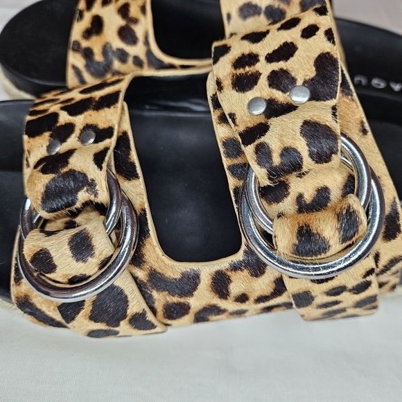 AQUA Kail Leopard-Print Calf Hair Slide Sandals NWT 7.5 Retail $120 - Picture 4 of 13
